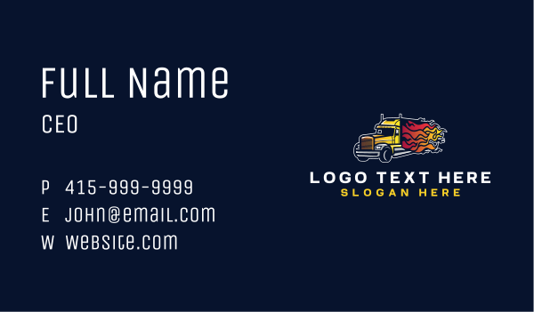 Logistics Truck Flame Business Card Design Image Preview