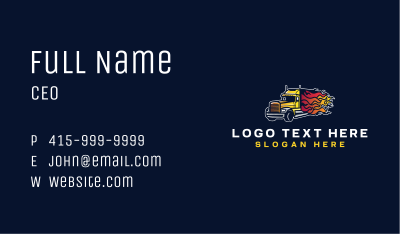Logistics Truck Flame Business Card Image Preview