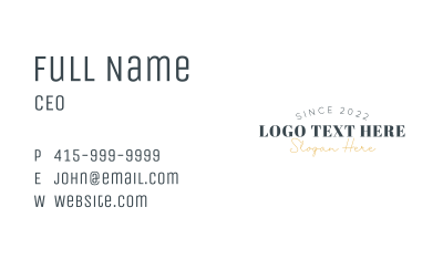 Classic Hipster Wordmark  Business Card Image Preview