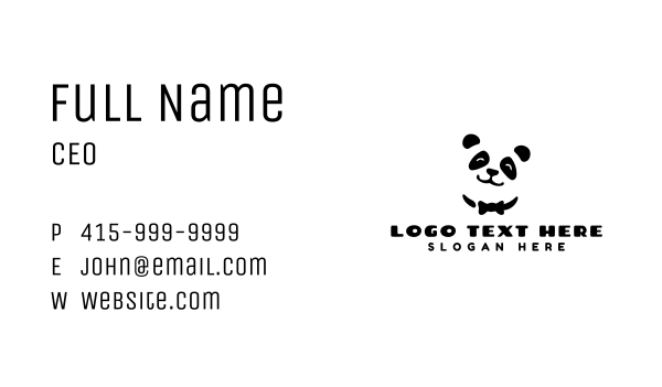 Panda Bow Tie Animal Business Card Design Image Preview