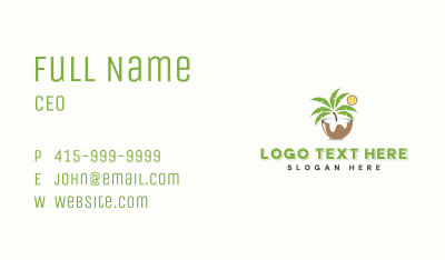 Tropical Coconut Drink Business Card Image Preview