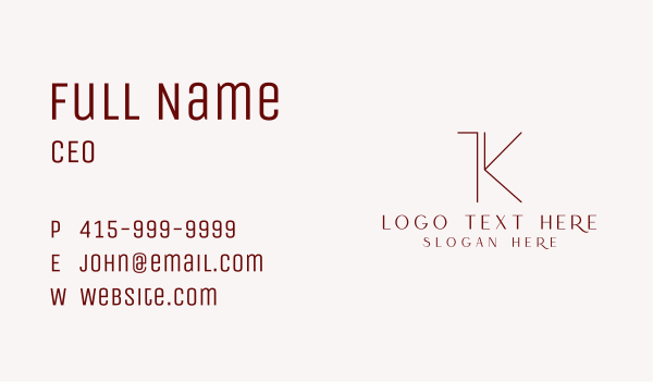 Jewelry Boutique Letter K Business Card Design Image Preview