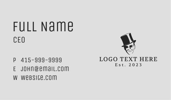 Silhouette Man Top Hat  Business Card Design Image Preview