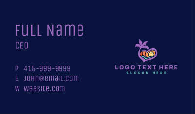 Heart Beach Sunset Business Card Image Preview