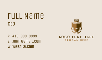 Brown Shield Lettermark Business Card Image Preview