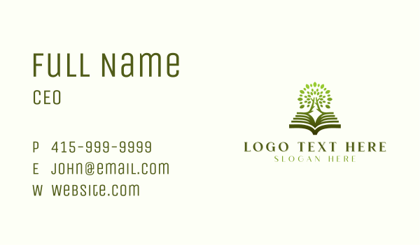 Tree Book Review Center Business Card Design Image Preview