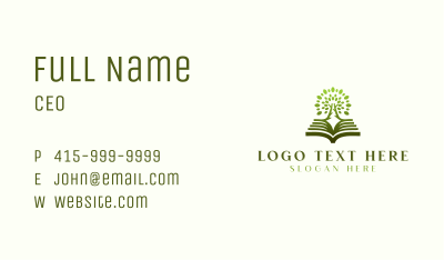 Tree Book Review Center Business Card Image Preview