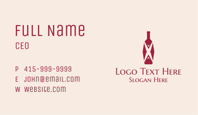 Letter X Wine Bottle Business Card