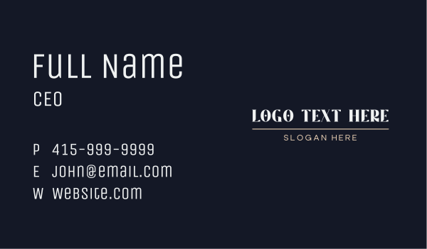 Elegant White Wordmark Business Card Design Image Preview