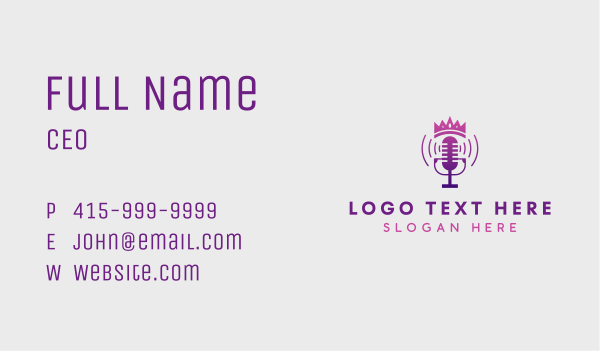 Crown Podcast Music Business Card Design Image Preview