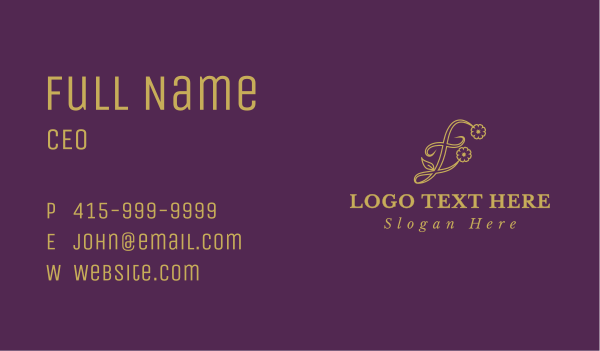 Golden Floral Letter E Business Card Design Image Preview
