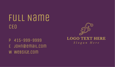 Golden Floral Letter E Business Card Image Preview