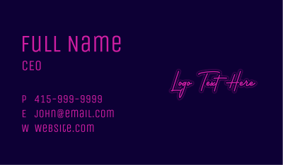 Neon Light Signature Business Card Image Preview