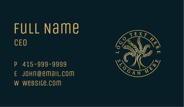 Deluxe Natural Gold Tree Business Card Design Image Preview