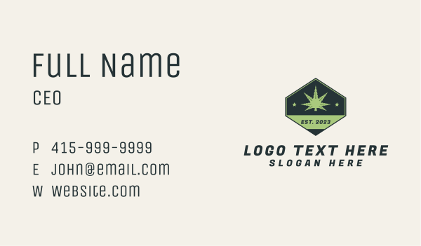 Cannabis Leaf Emblem Business Card Design Image Preview