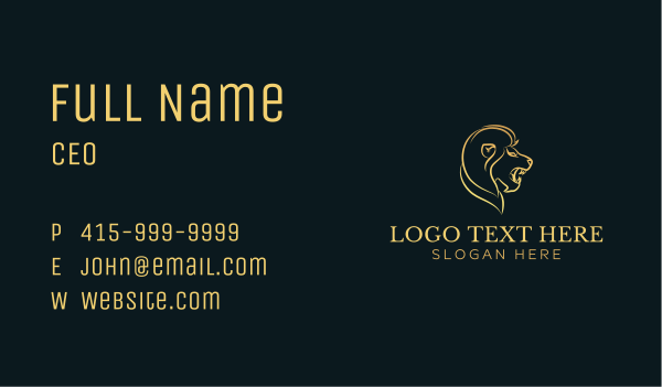 Gold Lion Animal Business Card Design Image Preview