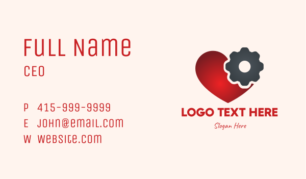 Mechanical Heart Gear Business Card Design Image Preview