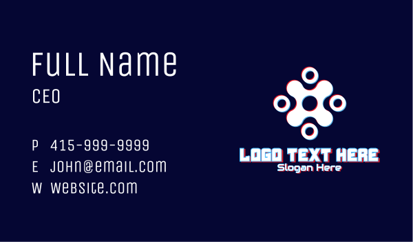 Futuristic Tech Glitch Business Card Design Image Preview