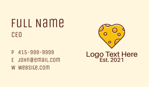 Cheddar Cheese Heart  Business Card Design Image Preview