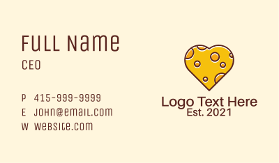Cheddar Cheese Heart  Business Card Image Preview