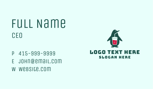 Penguin Smoothie Drink  Business Card Design Image Preview