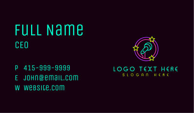 Neon Star Microphone Business Card