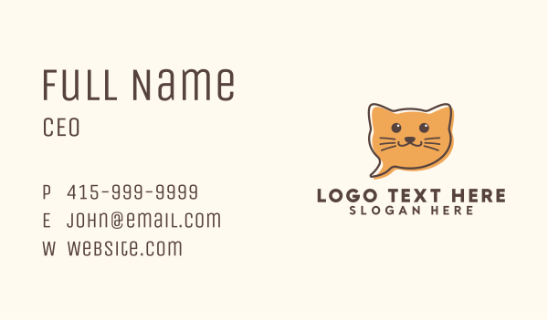 Orange Cat Chat Business Card Design Image Preview