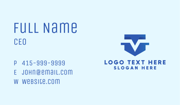 Blue Shield Letter V  Business Card Design Image Preview