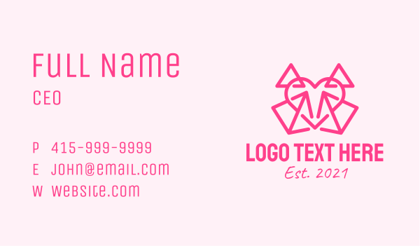 Pink Pyramid Heart Business Card Design