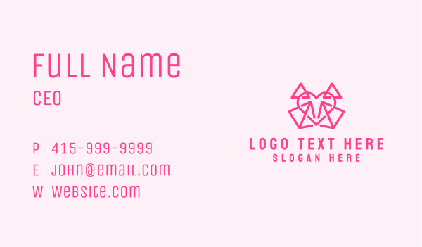 Pink Pyramid Heart Business Card Design Image Preview