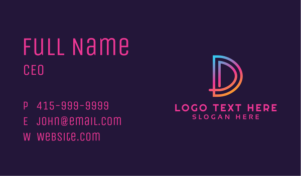 Colorful Monoline Letter D Business Card Design Image Preview