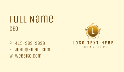 Elegant Gold Wreath Business Card Image Preview