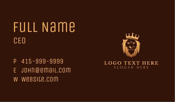 Majestic Crown Lion Business Card Design Image Preview