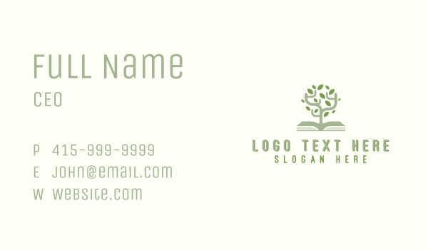 Nature Tree Book  Business Card Design Image Preview