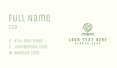 Nature Tree Book  Business Card Image Preview