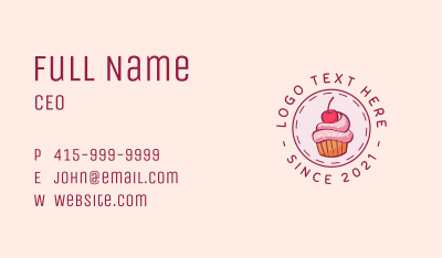 Cherry Cupcake Badge Business Card