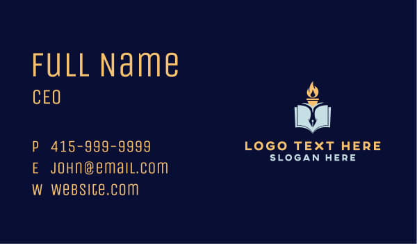 Fire Torch Book Pen Business Card Design Image Preview