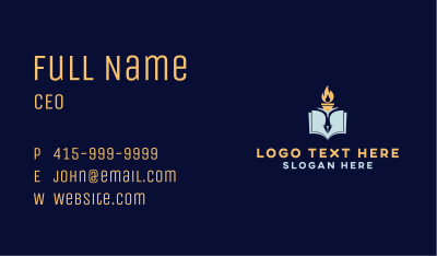 Fire Torch Book Pen Business Card Image Preview