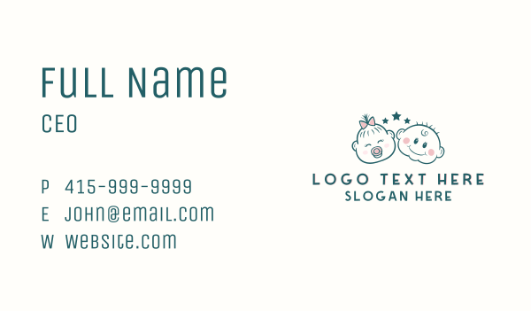 Cute Baby Girl Boy  Business Card Design Image Preview