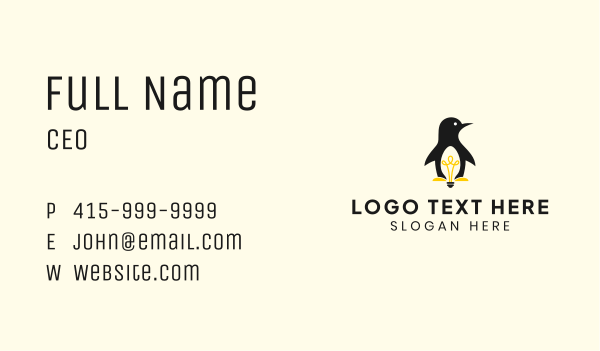 Penguin Light Bulb Business Card Design Image Preview