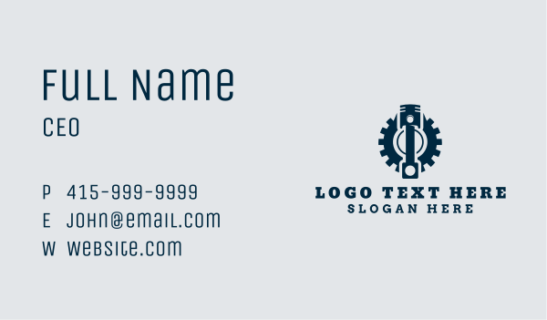 Blue Cog Piston  Business Card Design Image Preview