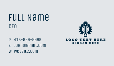 Blue Cog Piston  Business Card Image Preview