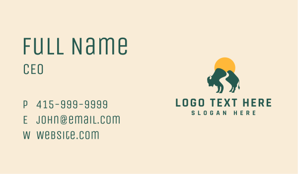 Buffalo Bison Sunset Business Card Design Image Preview