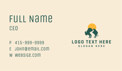 Buffalo Bison Sunset Business Card Image Preview
