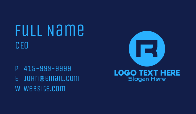 Blue Tech Letter R Business Card Image Preview