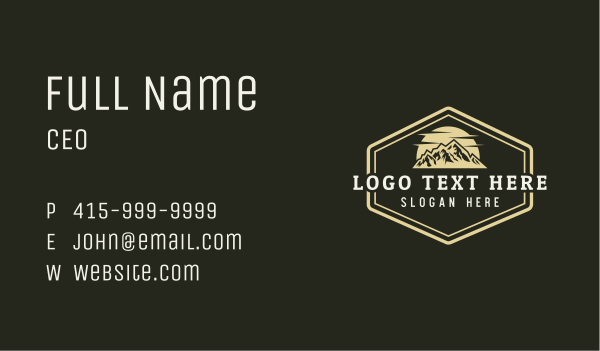 Sunset Mountain Peak Business Card Design Image Preview