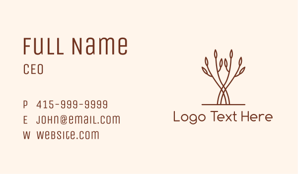 Simple Brown Tree Branch Business Card Design Image Preview