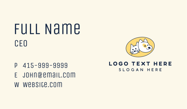 Cat & Dog Veterinary Business Card Design Image Preview