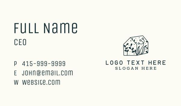 Leaf Doodle House Business Card Design Image Preview