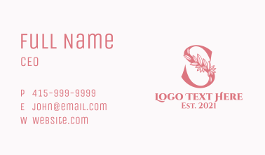 Pink Salon Letter S Business Card
